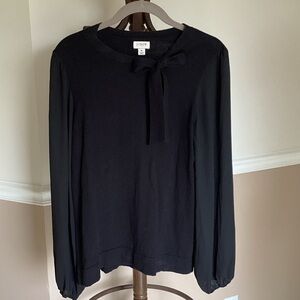 J. Crew Classic Black Blouse with Bow Detail